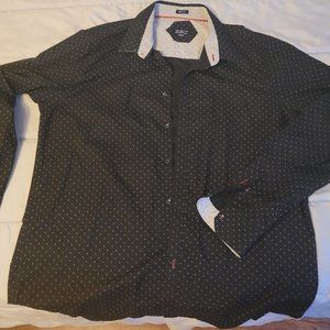 POint zero xxl black and grey pattern long sleeve mens dressshirt